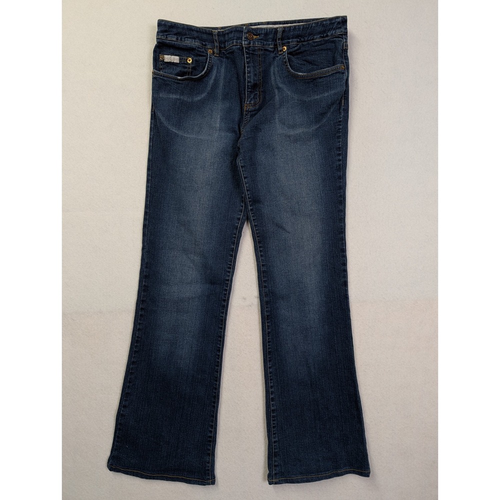 Baby Phat Womens Bootcut Jeans 13 Embroidered Logo Stretch Dark Wash Blue